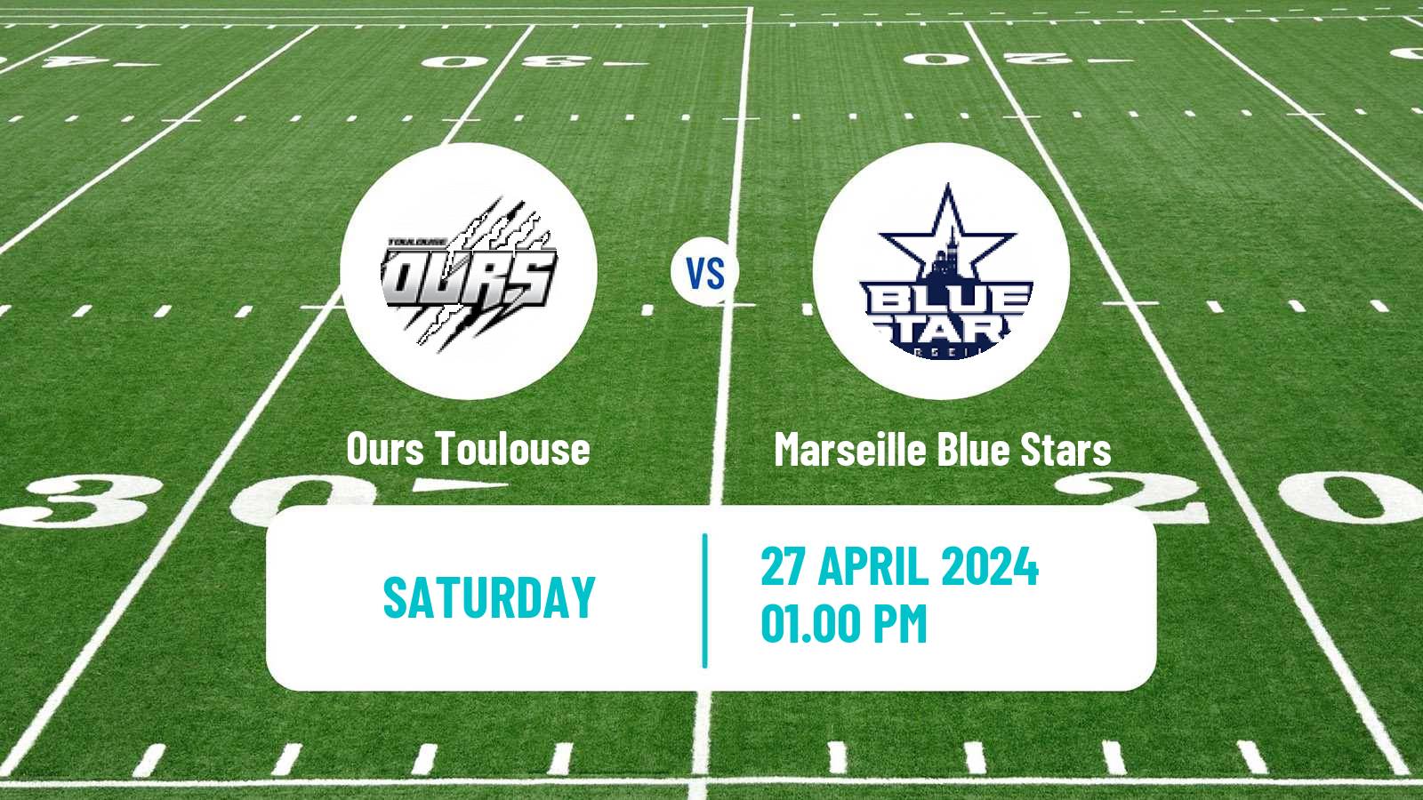American football French Championnat Elite American Football Ours Toulouse - Marseille Blue Stars