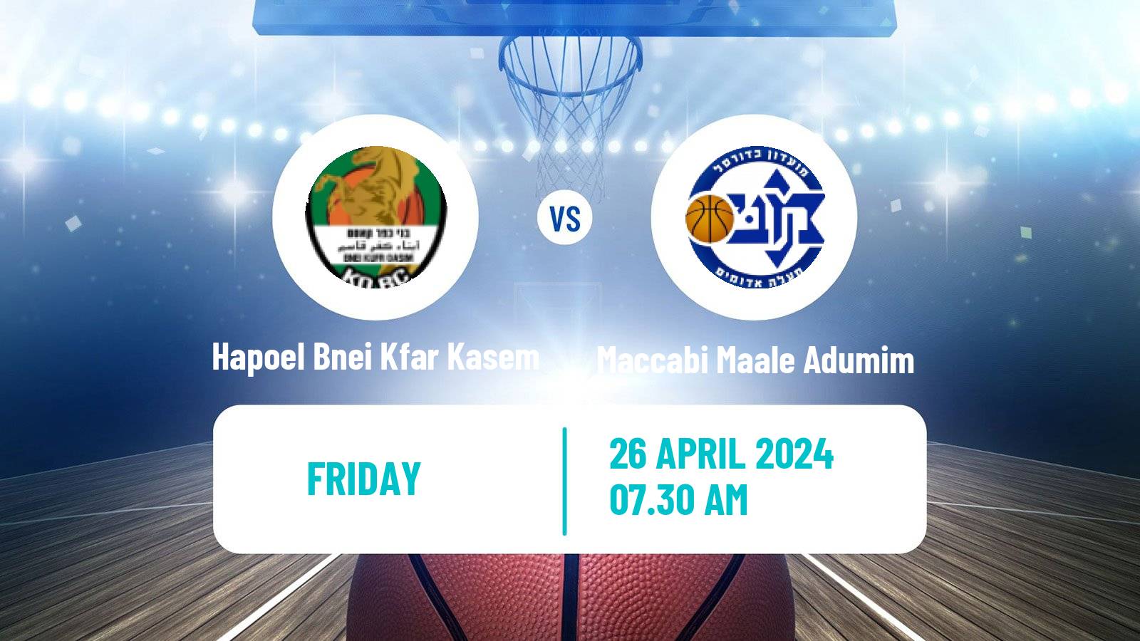 Basketball Israeli Liga Leumit Basketball Hapoel Bnei Kfar Kasem - Maccabi Maale Adumim
