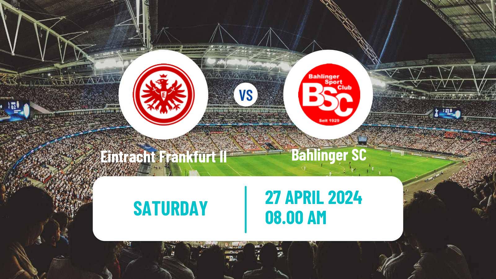 Soccer German Regionalliga Sudwest Eintracht Frankfurt II - Bahlinger
