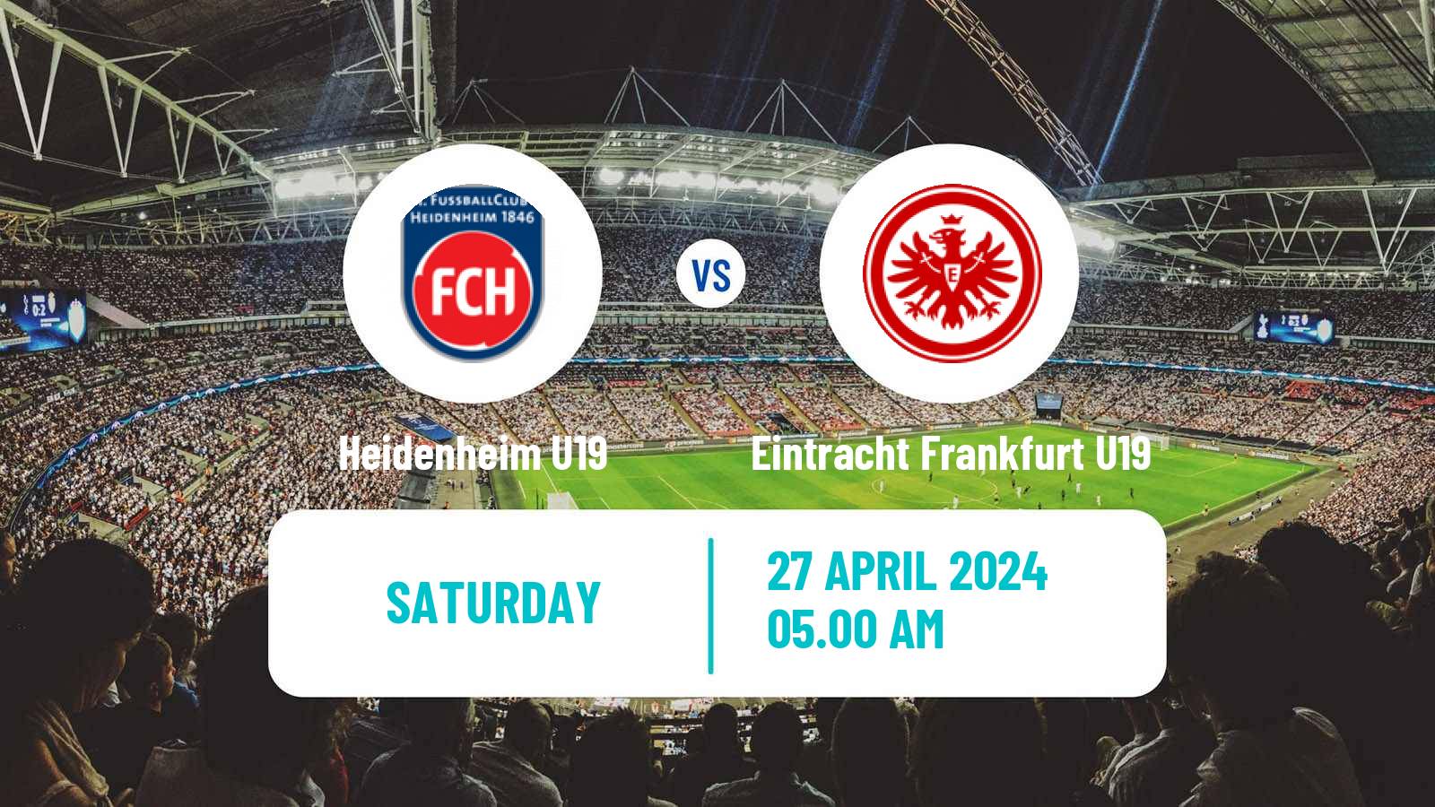 Soccer German Junioren Bundesliga South Heidenheim U19 - Eintracht Frankfurt U19