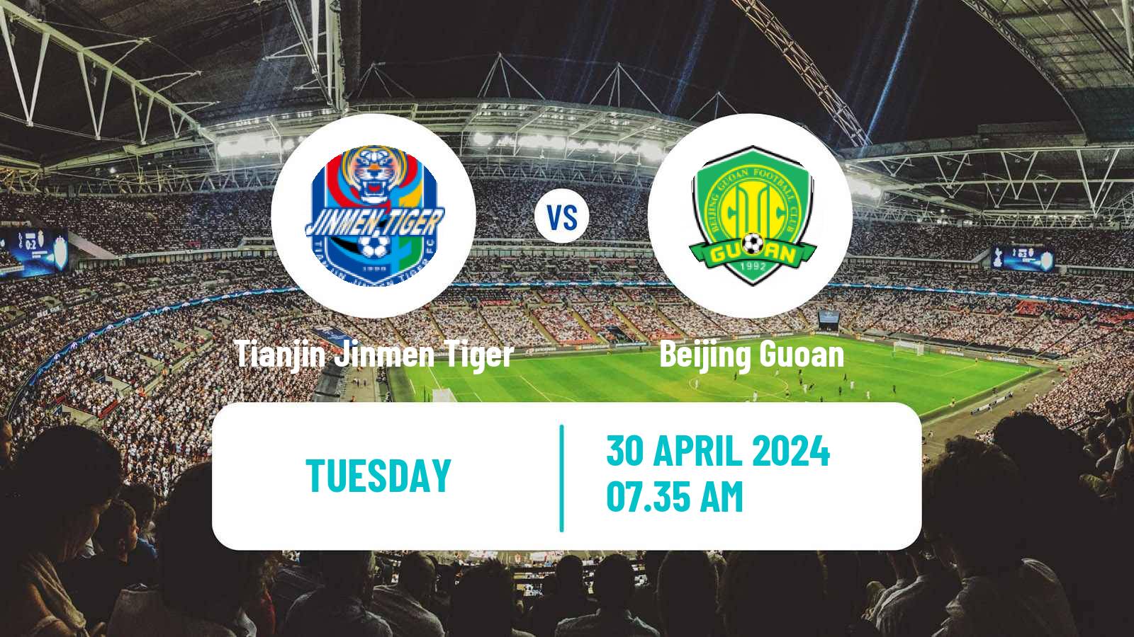 Soccer Chinese Super League Tianjin Jinmen Tiger - Beijing Guoan