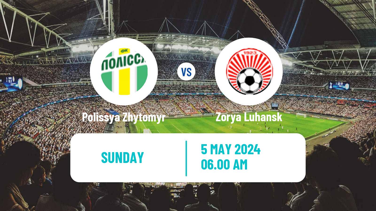 Soccer Ukrainian Premier League Polissya Zhytomyr - Zorya Luhansk