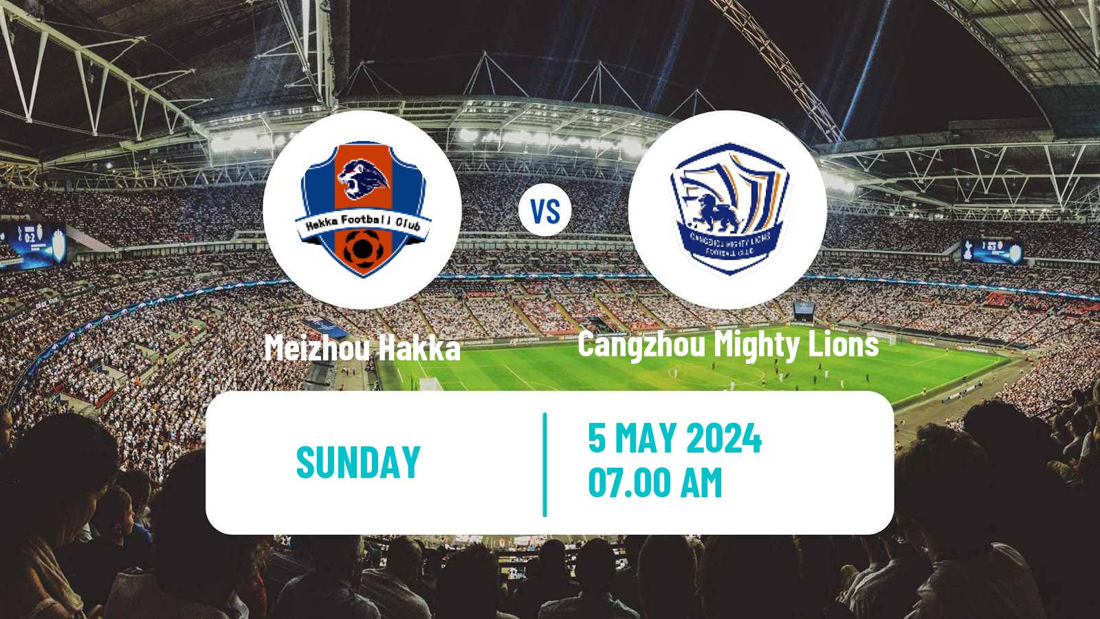 Soccer Chinese Super League Meizhou Hakka - Cangzhou Mighty Lions