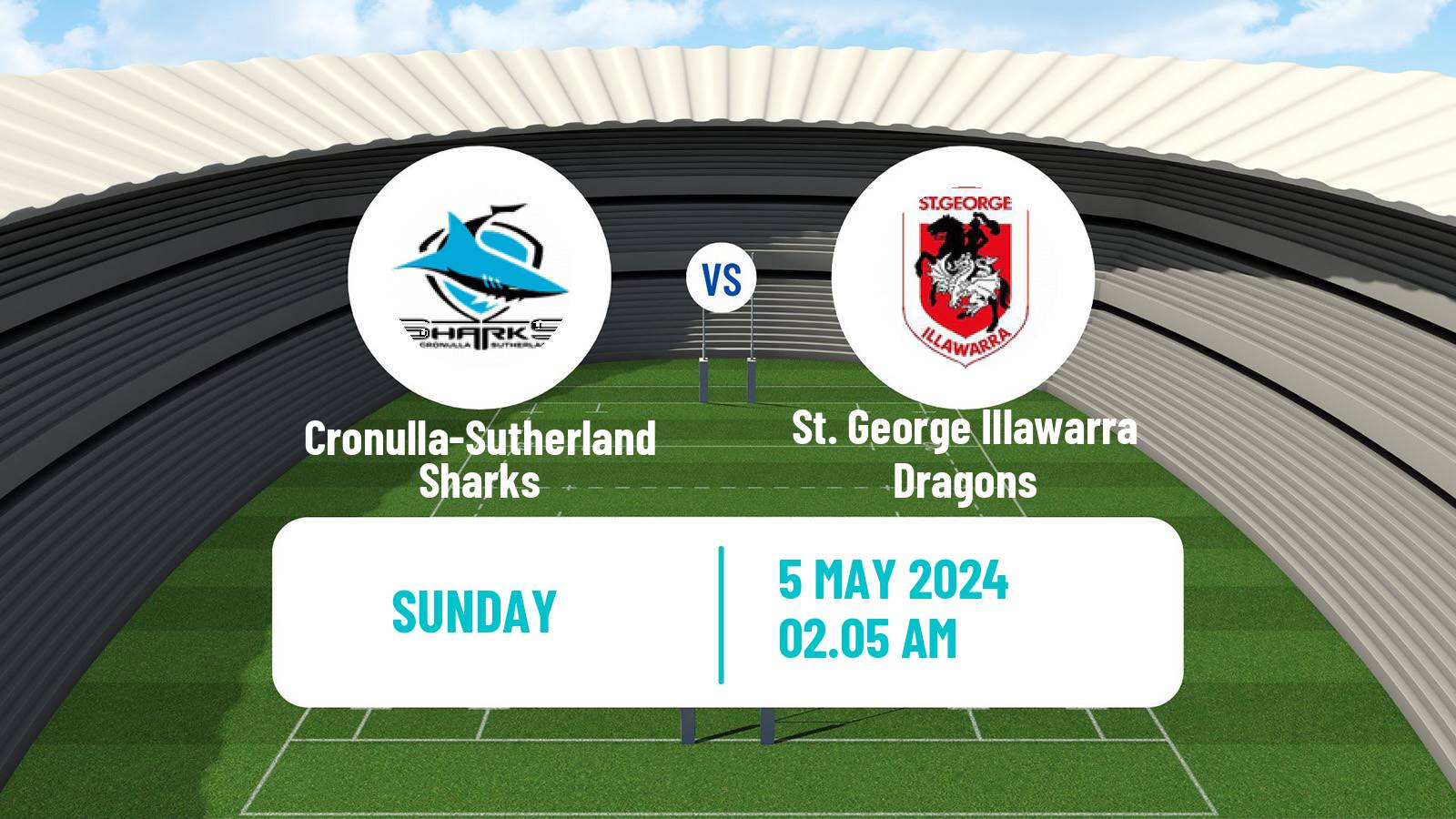 Rugby league Australian NRL Cronulla-Sutherland Sharks - St. George Illawarra Dragons