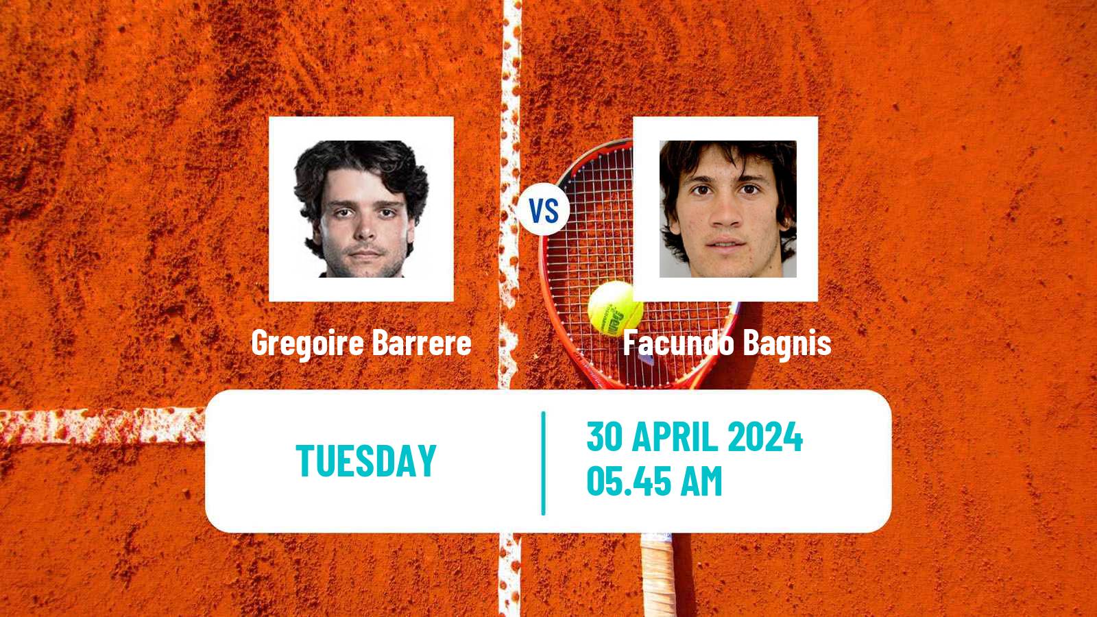 Tennis Aix En Provence Challenger Men Gregoire Barrere - Facundo Bagnis