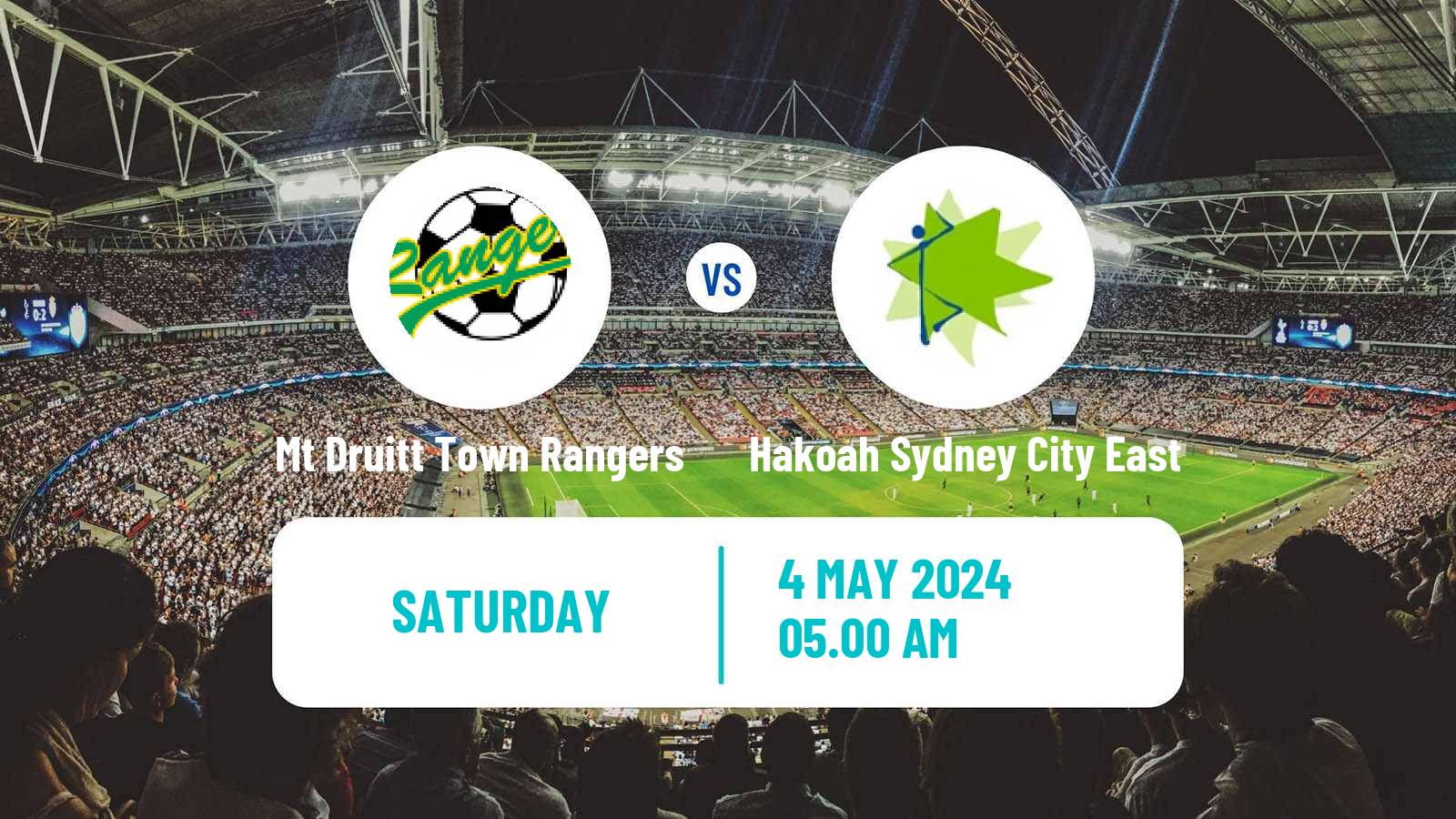 Soccer Australian NSW League One Mt Druitt Town Rangers - Hakoah Sydney City East