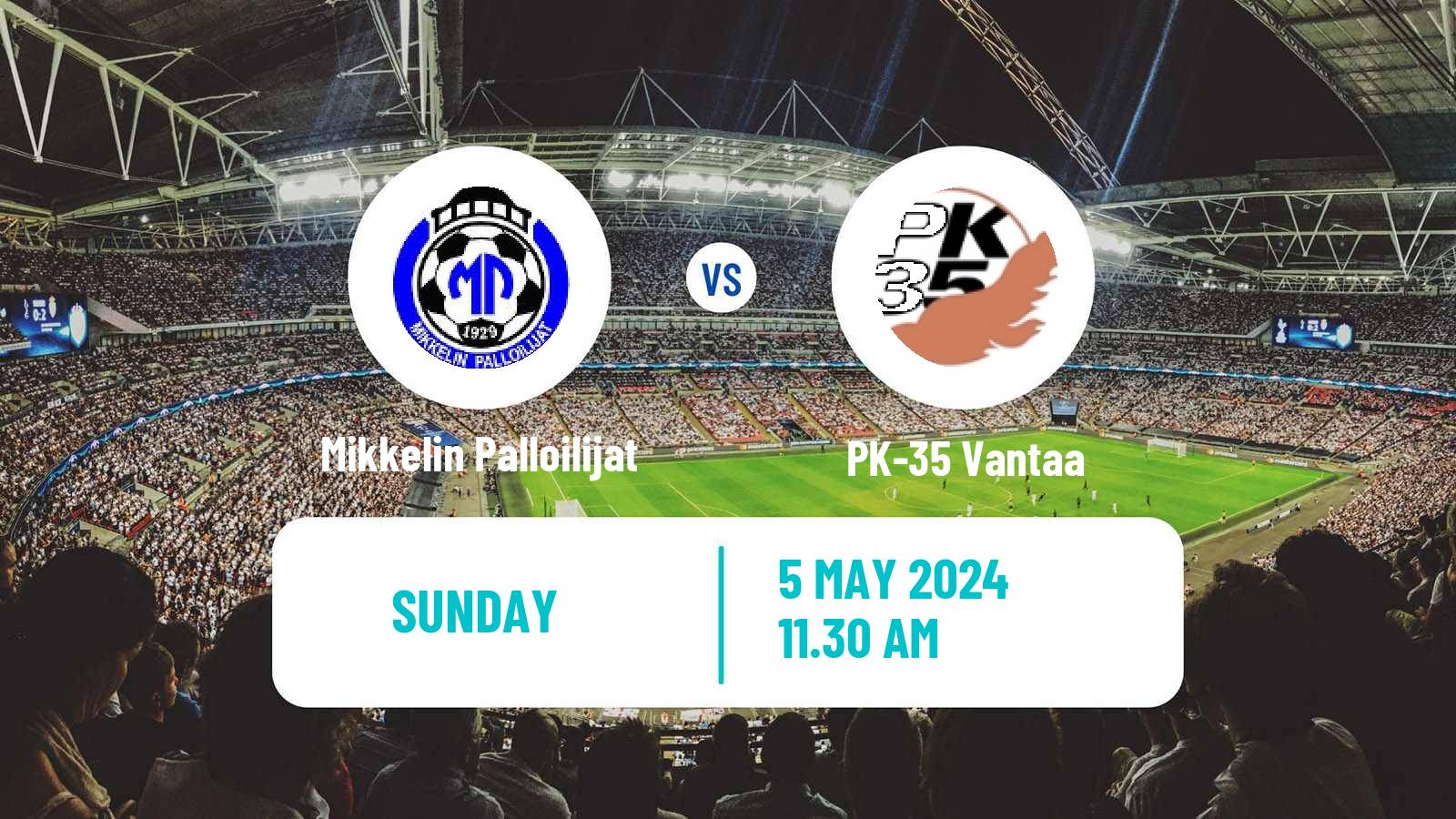 Soccer Finnish Ykkosliiga Mikkelin Palloilijat - PK-35 Vantaa