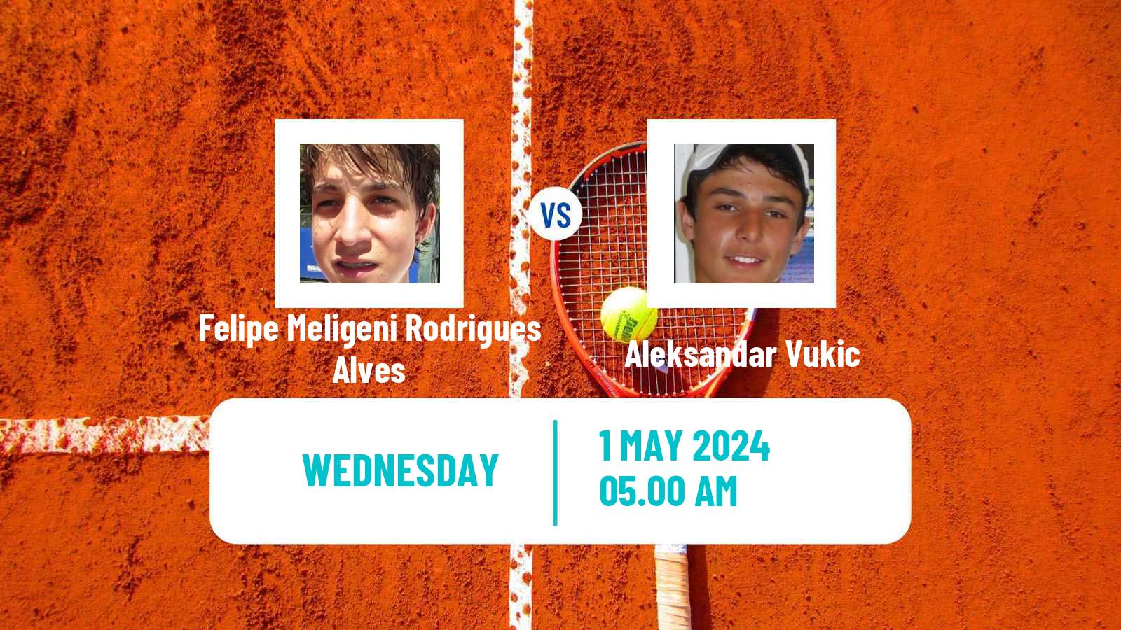 Tennis Aix En Provence Challenger Men Felipe Meligeni Rodrigues Alves - Aleksandar Vukic