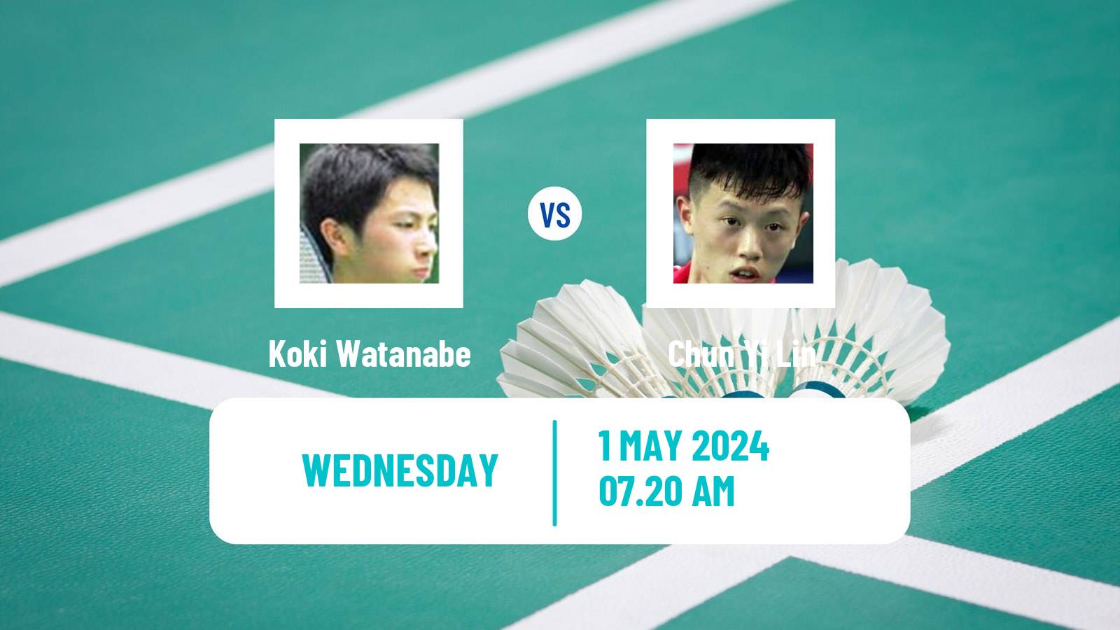 Badminton BWF Thomas Cup Men Koki Watanabe - Chun Yi Lin