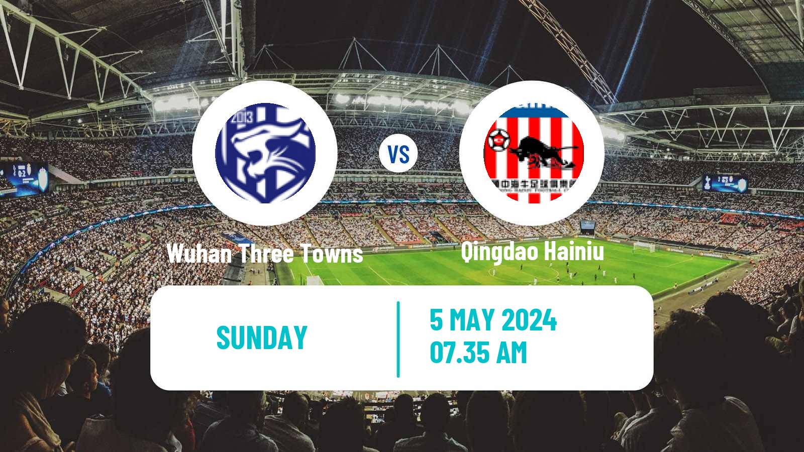 Soccer Chinese Super League Wuhan Three Towns - Qingdao Hainiu