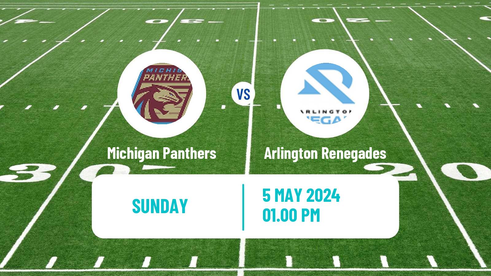 American football UFL Michigan Panthers - Arlington Renegades