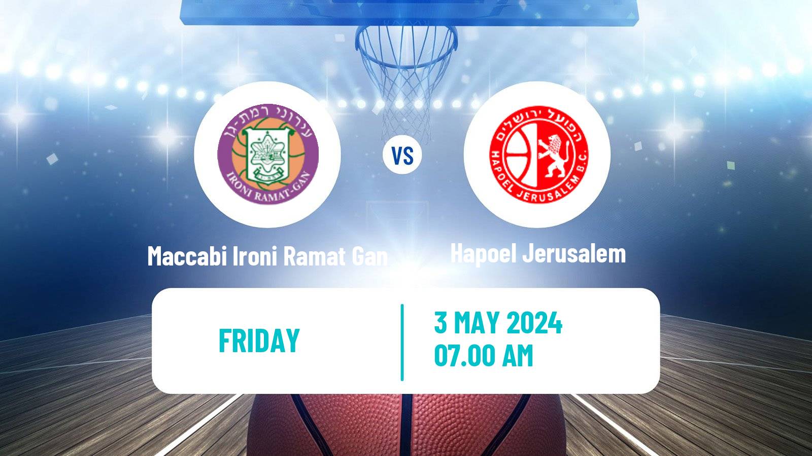 Basketball Israeli Basketball Super League Maccabi Ironi Ramat Gan - Hapoel Jerusalem