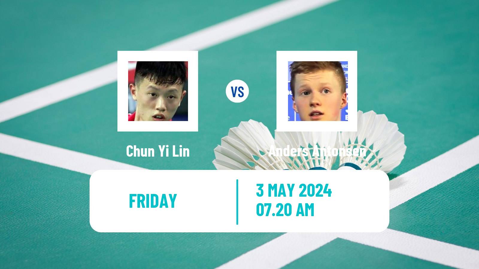 Badminton BWF Thomas Cup Men Chun Yi Lin - Anders Antonsen