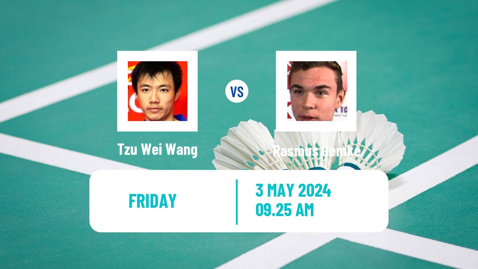 Badminton BWF Thomas Cup Men Tzu Wei Wang - Rasmus Gemke