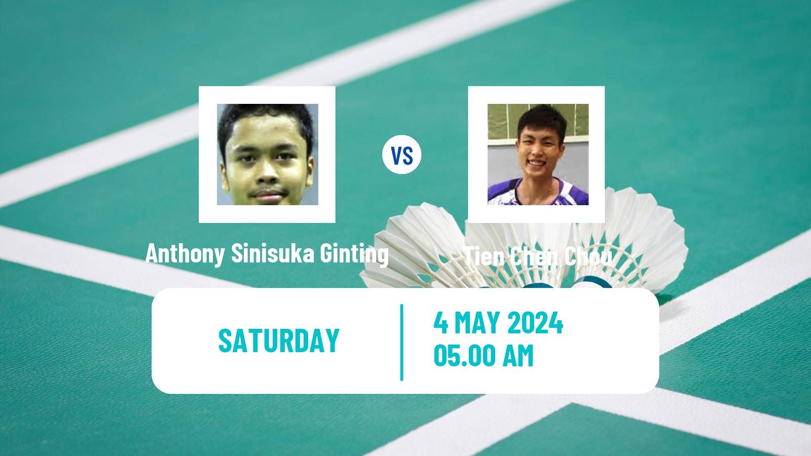 Badminton BWF Thomas Cup Men Anthony Sinisuka Ginting - Tien Chen Chou