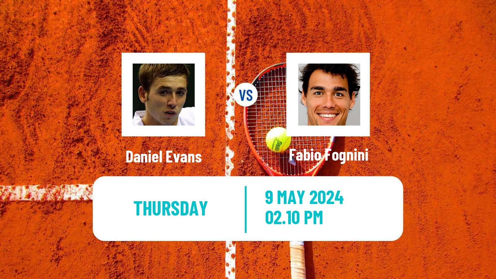 Tennis ATP Roma Daniel Evans - Fabio Fognini