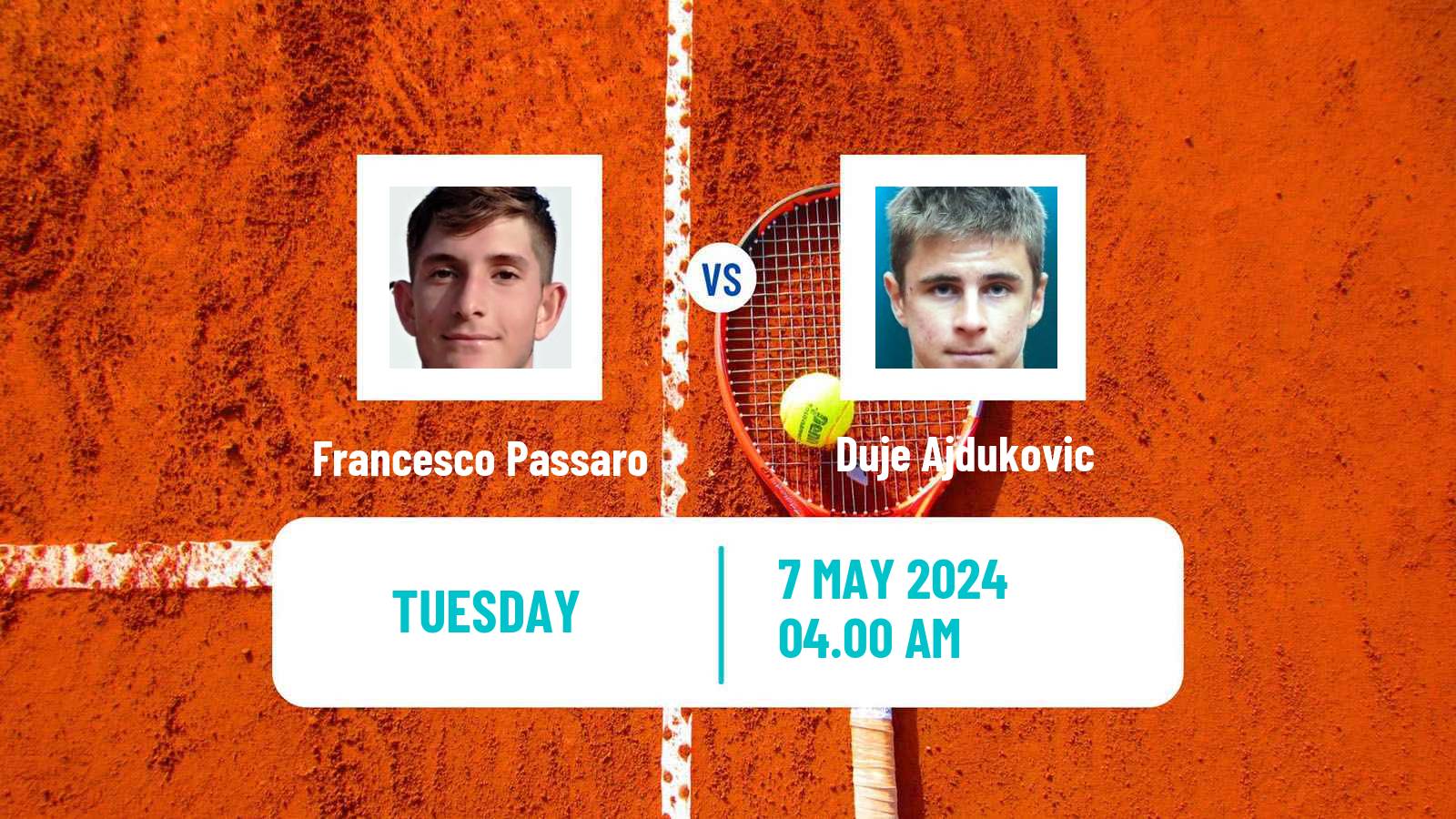 Tennis ATP Roma Francesco Passaro - Duje Ajdukovic