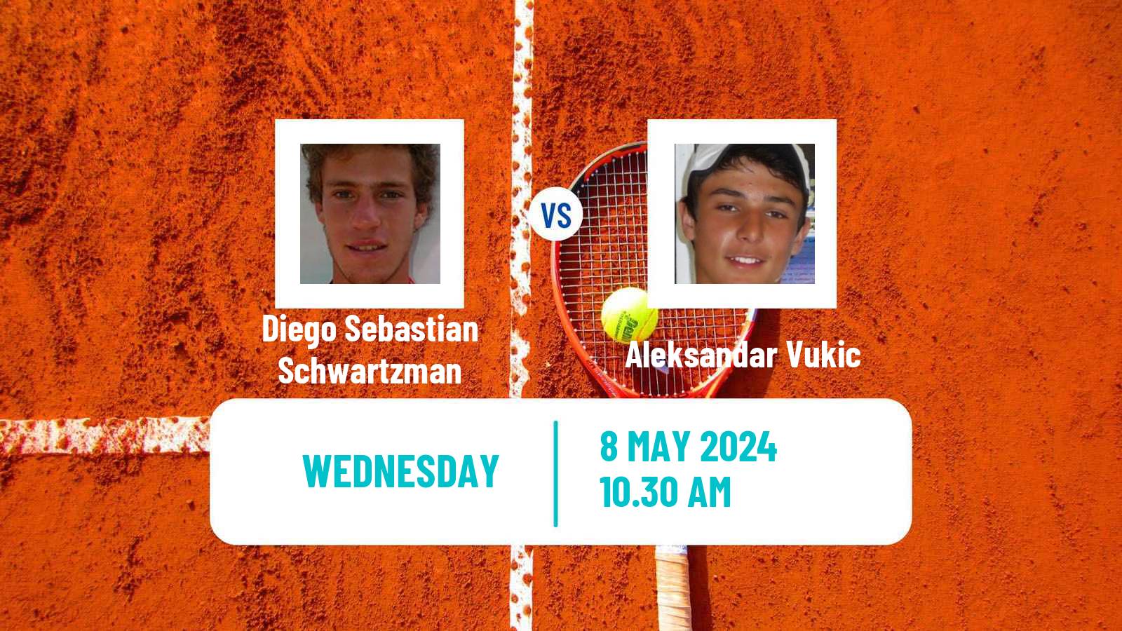 Tennis ATP Roma Diego Sebastian Schwartzman - Aleksandar Vukic