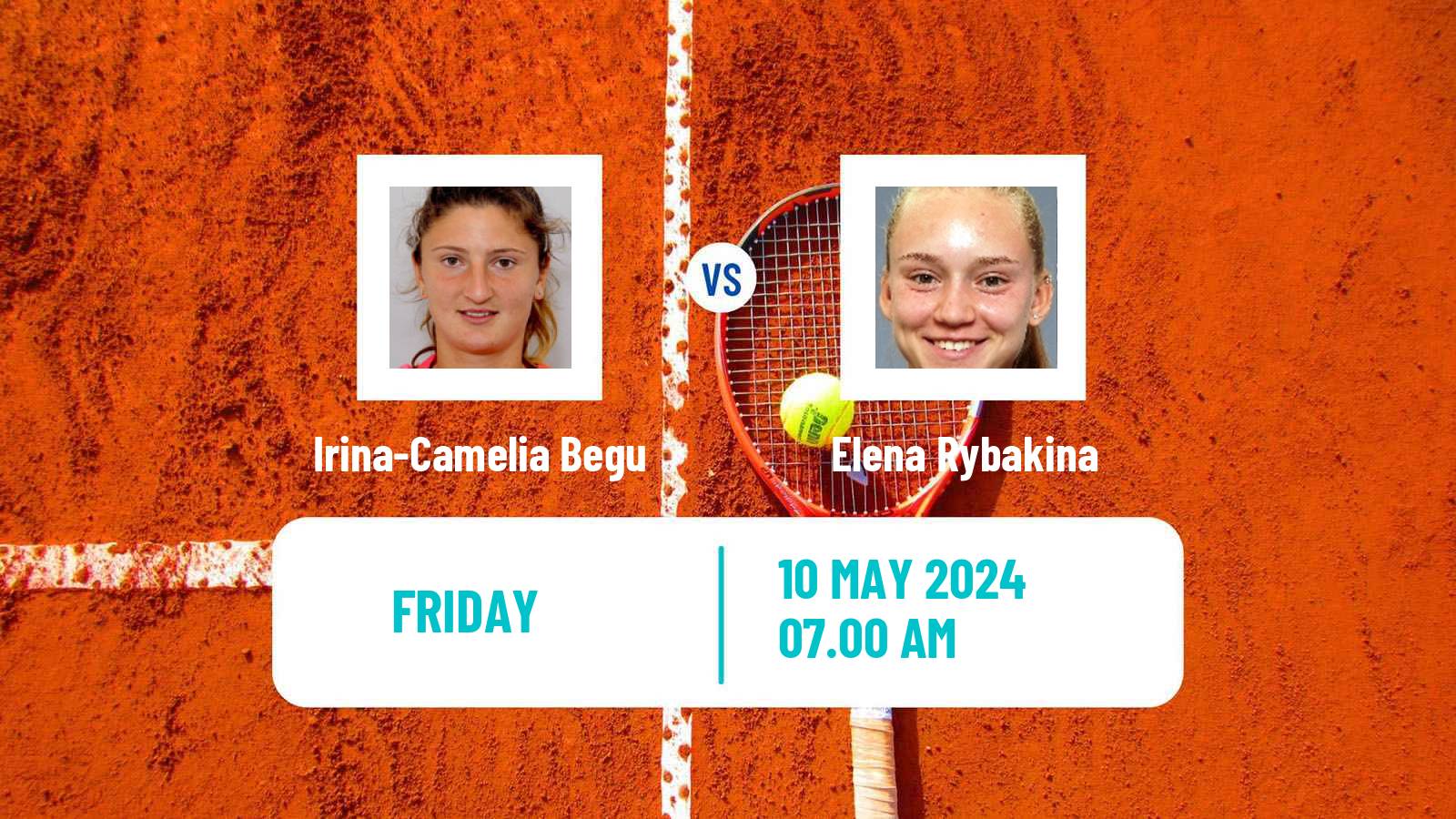 Tennis WTA Roma Irina-Camelia Begu - Elena Rybakina
