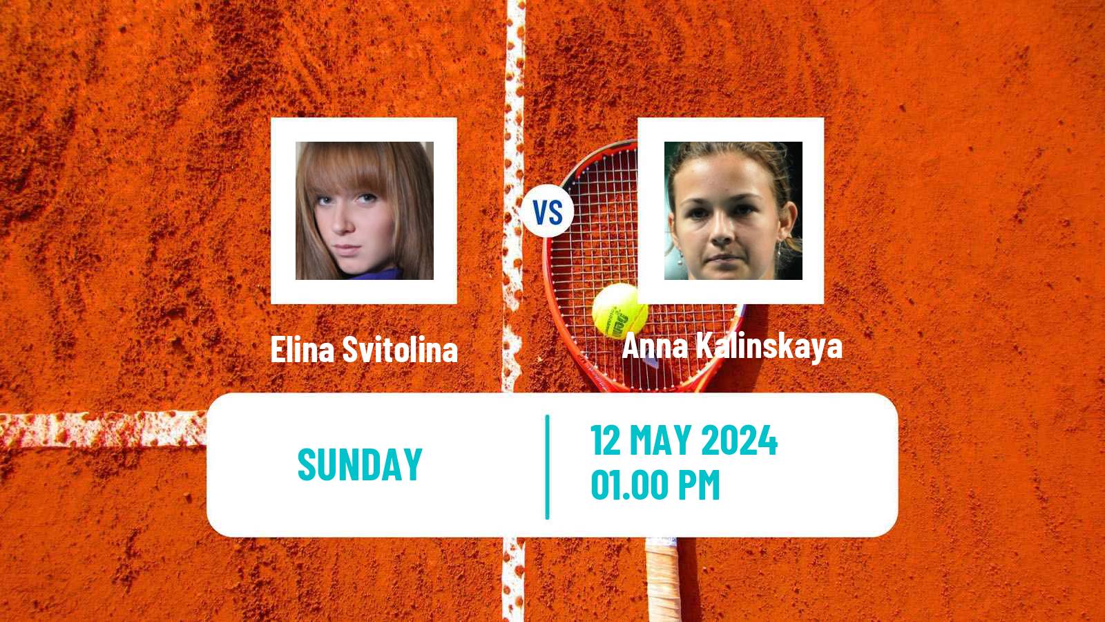 Tennis WTA Roma Elina Svitolina - Anna Kalinskaya