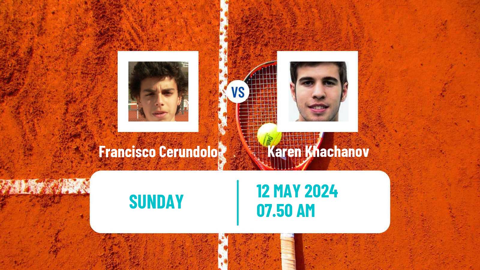 Tennis ATP Roma Francisco Cerundolo - Karen Khachanov