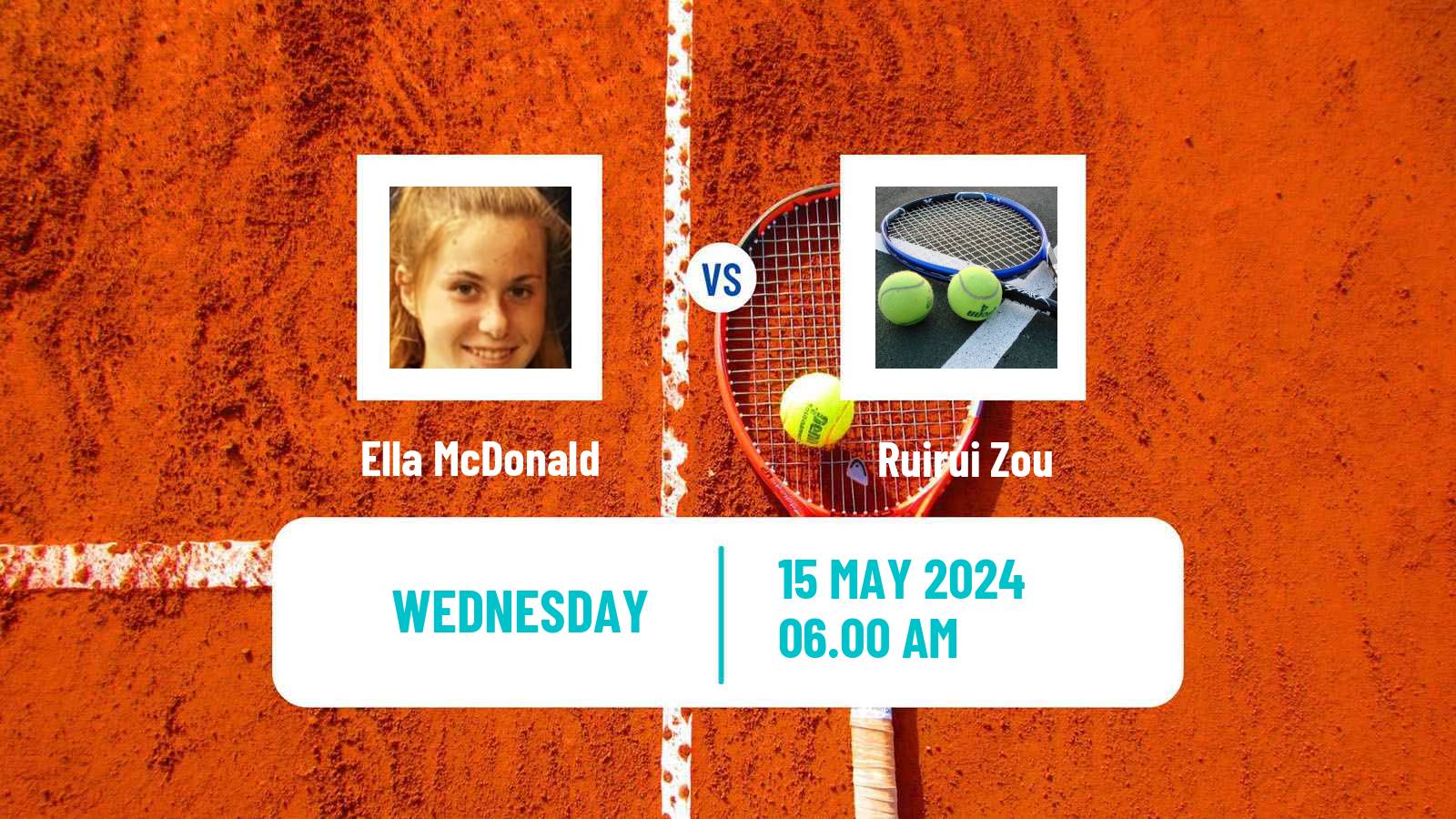 Tennis ITF W15 Monastir 18 Women Ella McDonald - Ruirui Zou