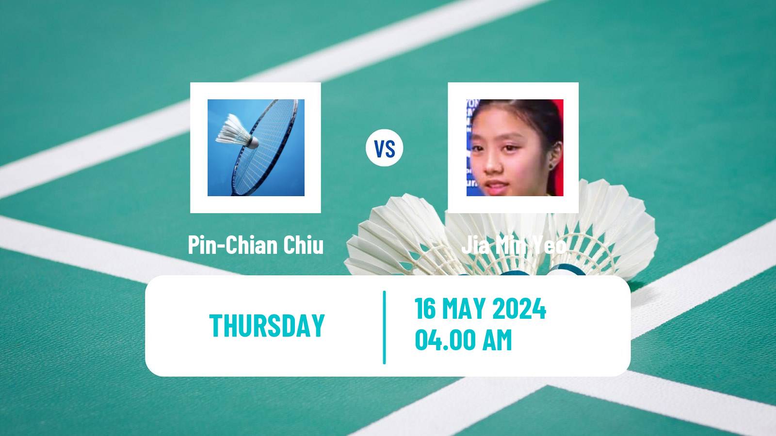 Badminton BWF World Tour Thailand Open Women Pin-Chian Chiu - Jia Min Yeo