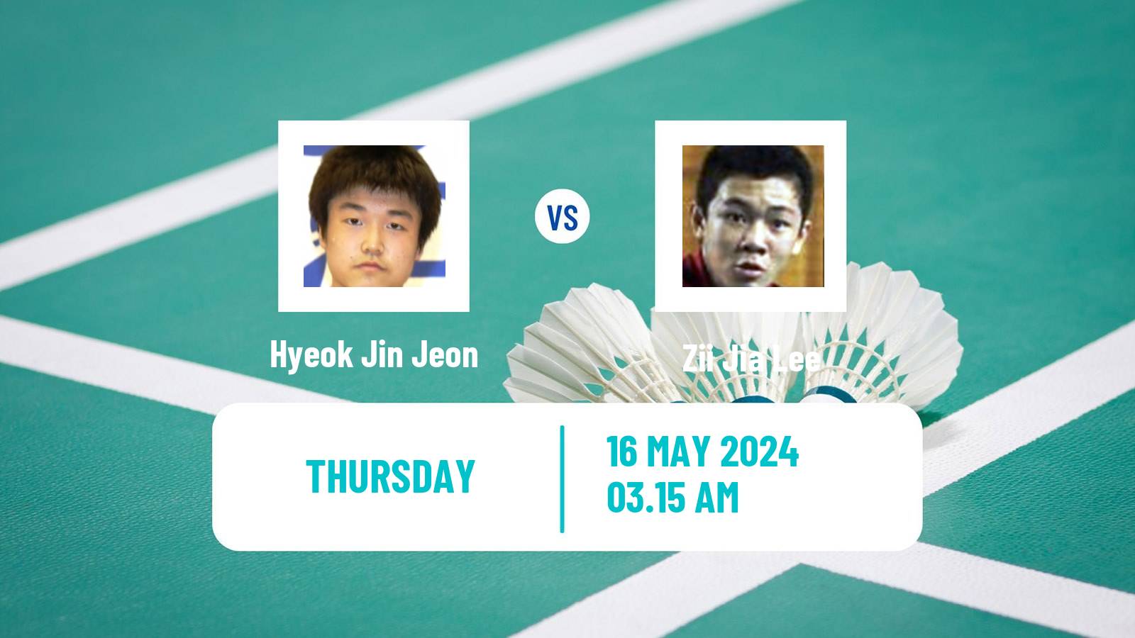 Badminton BWF World Tour Thailand Open Men Hyeok Jin Jeon - Zii Jia Lee