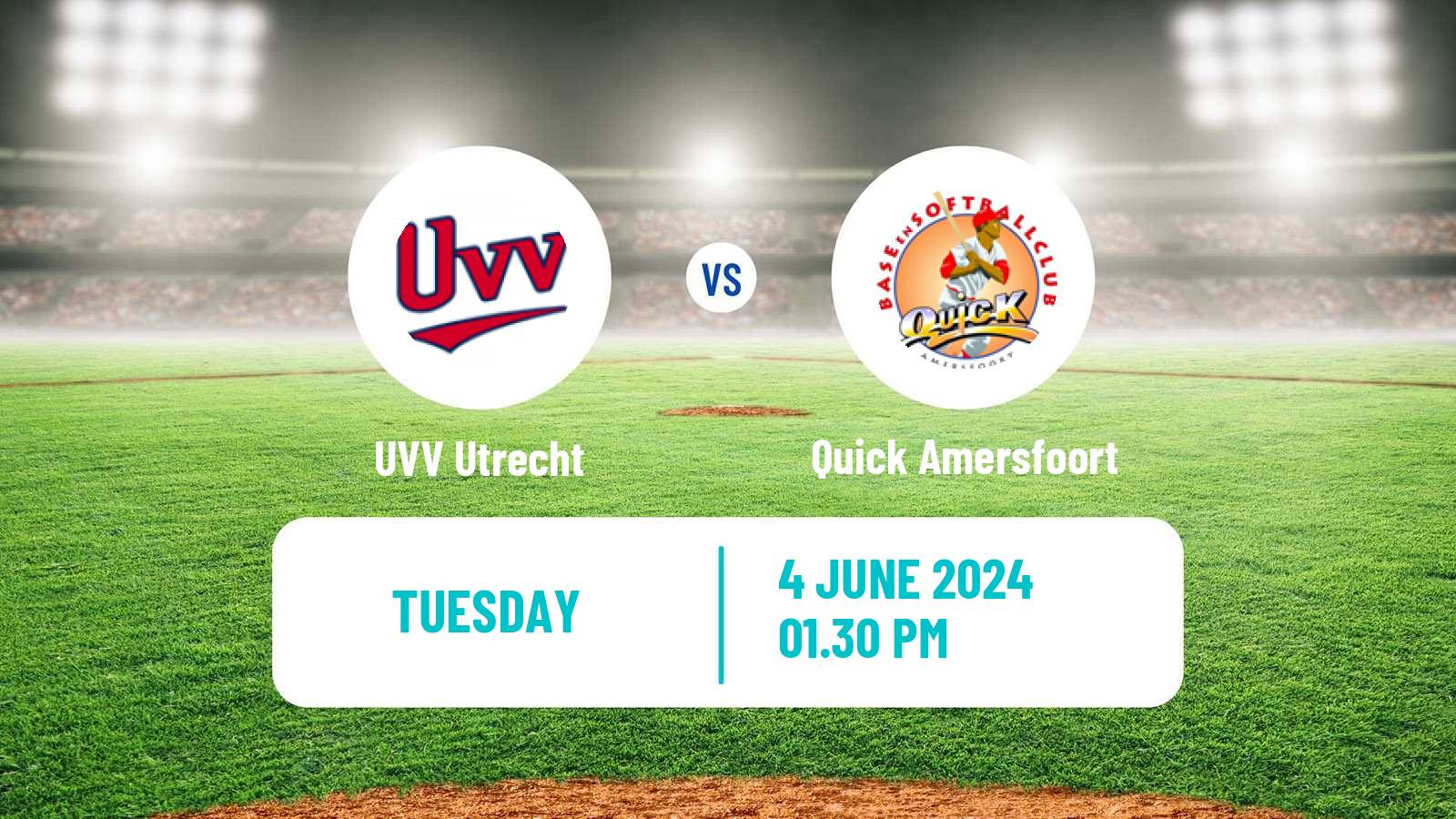 Baseball Dutch Hoofdklasse Baseball UVV Utrecht - Quick Amersfoort