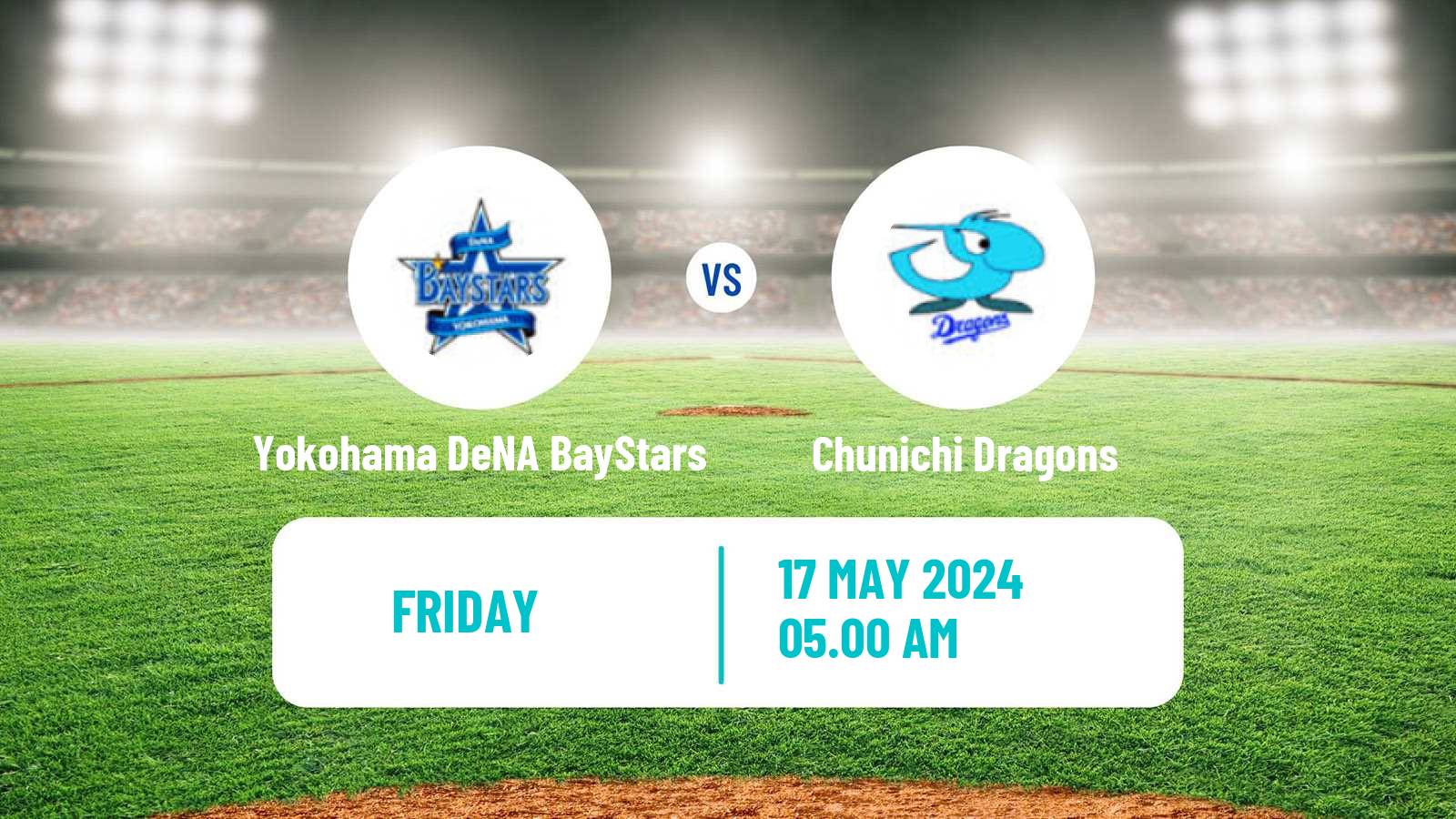 Baseball NPB Yokohama DeNA BayStars - Chunichi Dragons