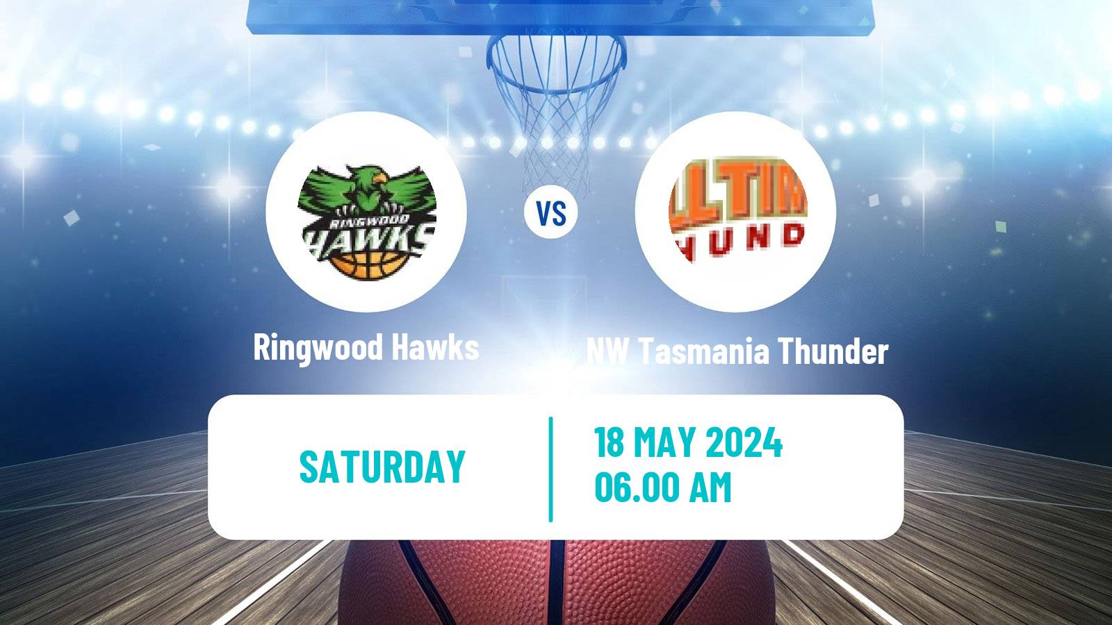 Basketball Australian NBL1 South Ringwood Hawks - NW Tasmania Thunder