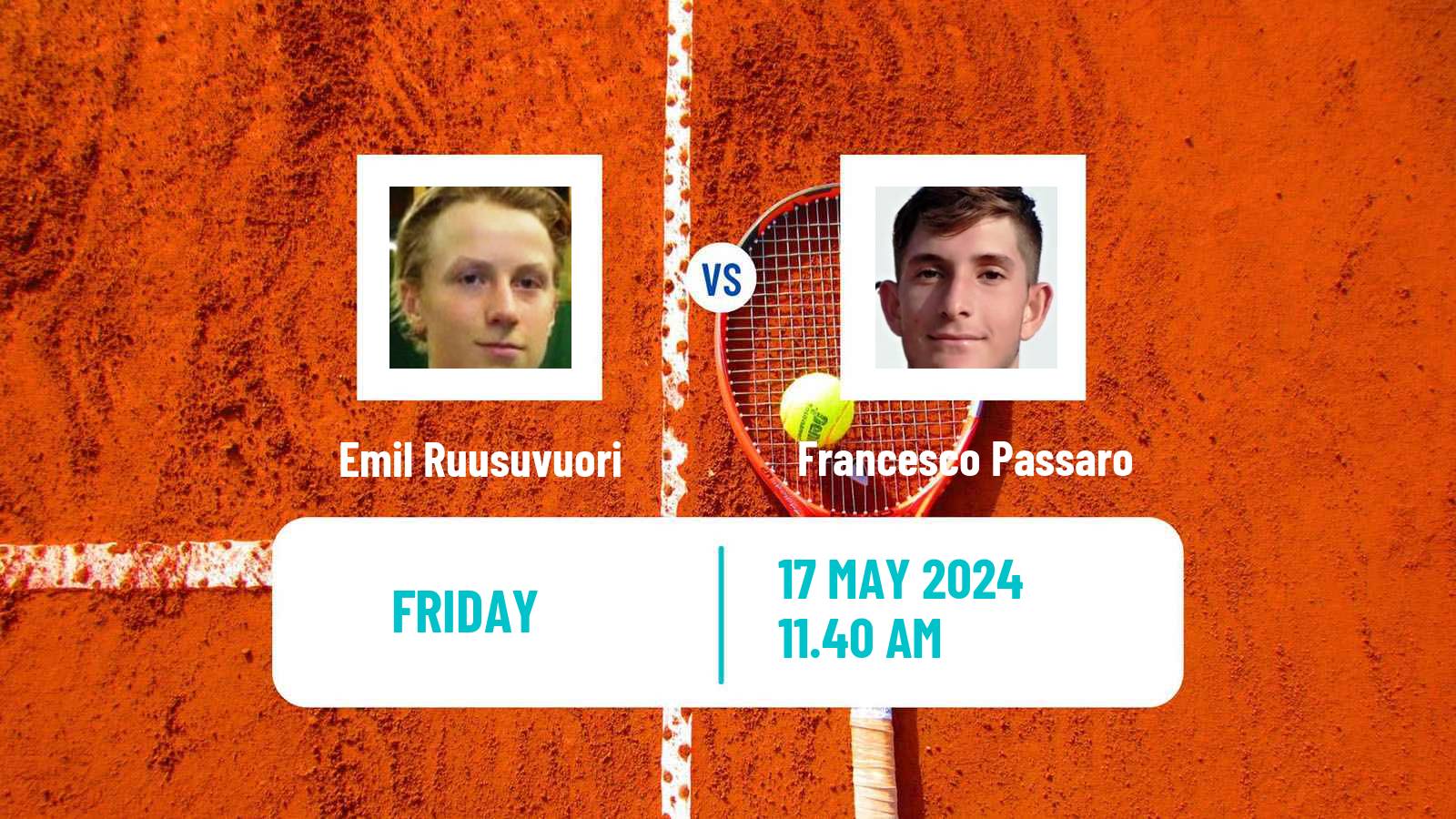 Tennis Turin 2 Challenger Men Emil Ruusuvuori - Francesco Passaro