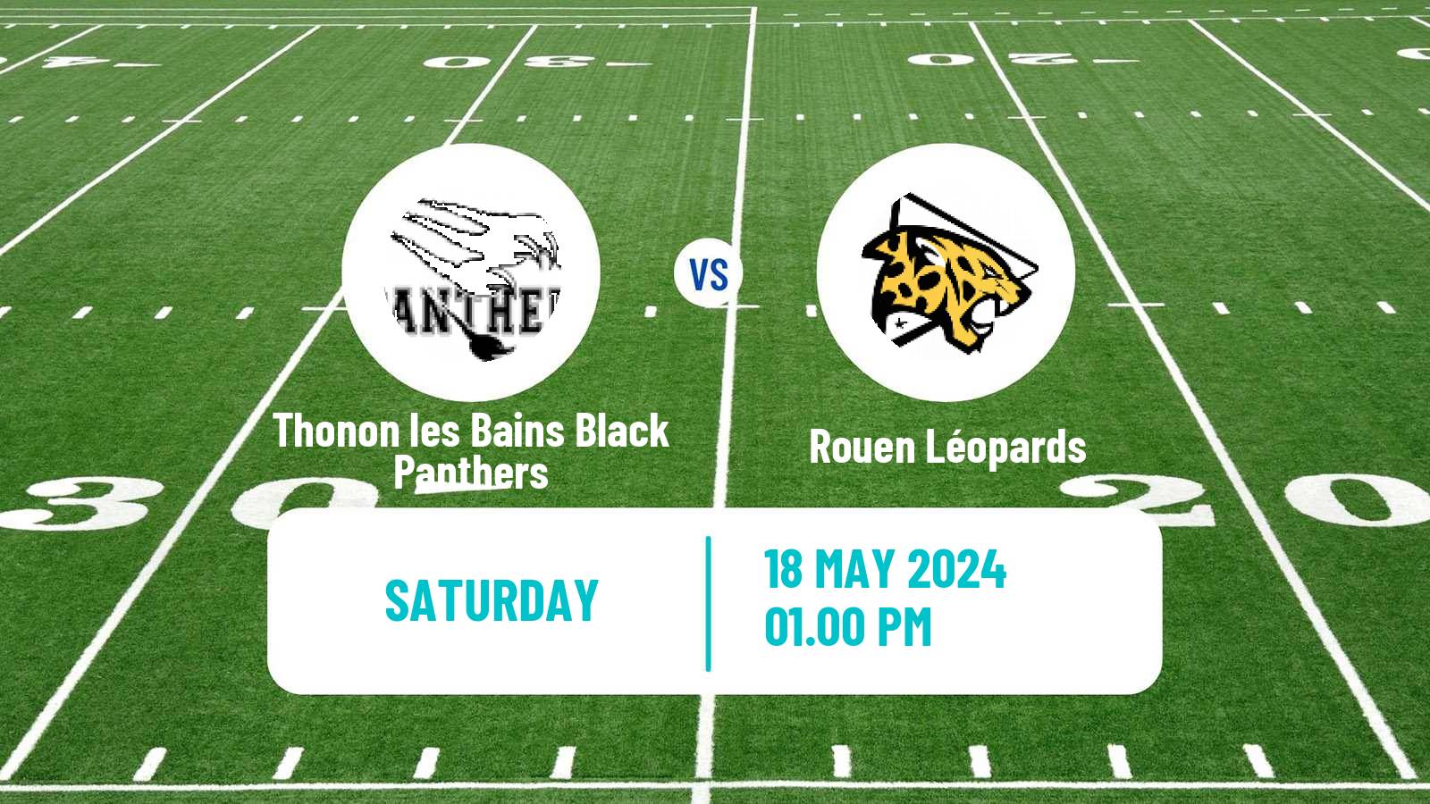 American football French Championnat Elite American Football Thonon les Bains Black Panthers - Rouen Léopards