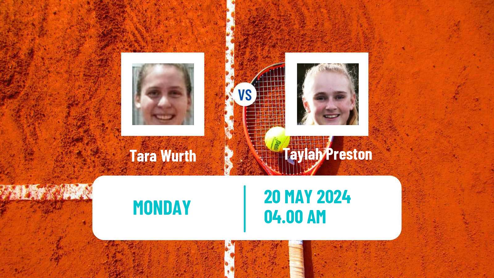 Tennis WTA Roland Garros Tara Wurth - Taylah Preston