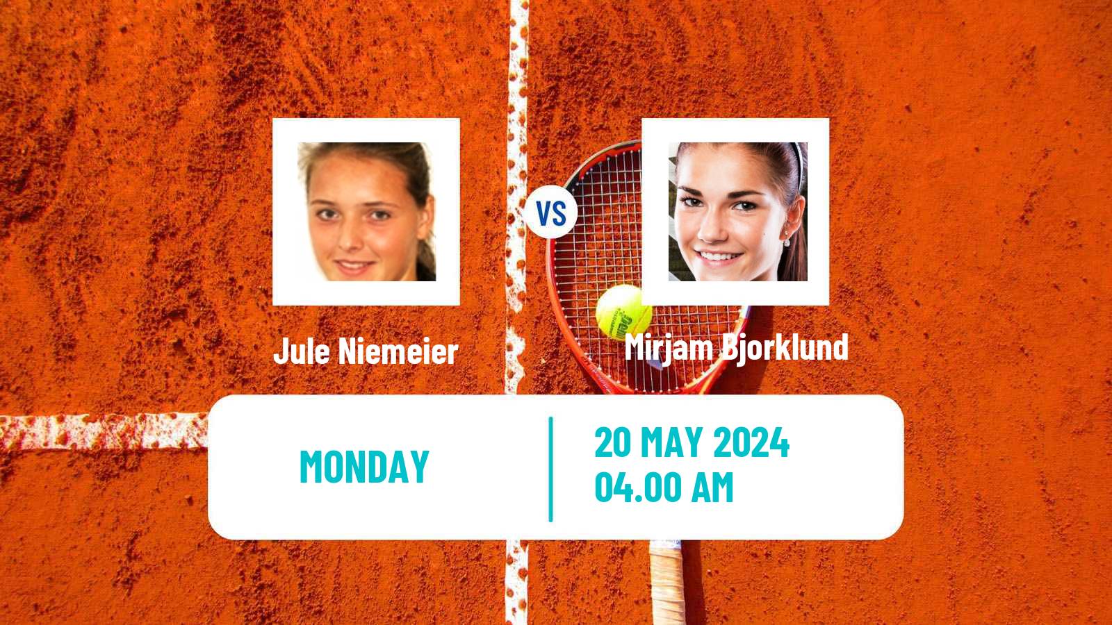 Tennis WTA Roland Garros Jule Niemeier - Mirjam Bjorklund