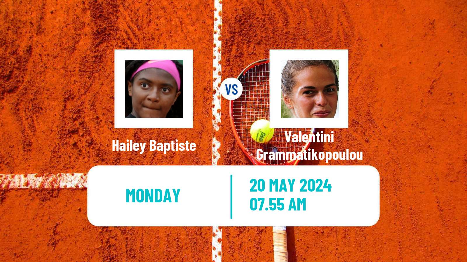 Tennis WTA Roland Garros Hailey Baptiste - Valentini Grammatikopoulou