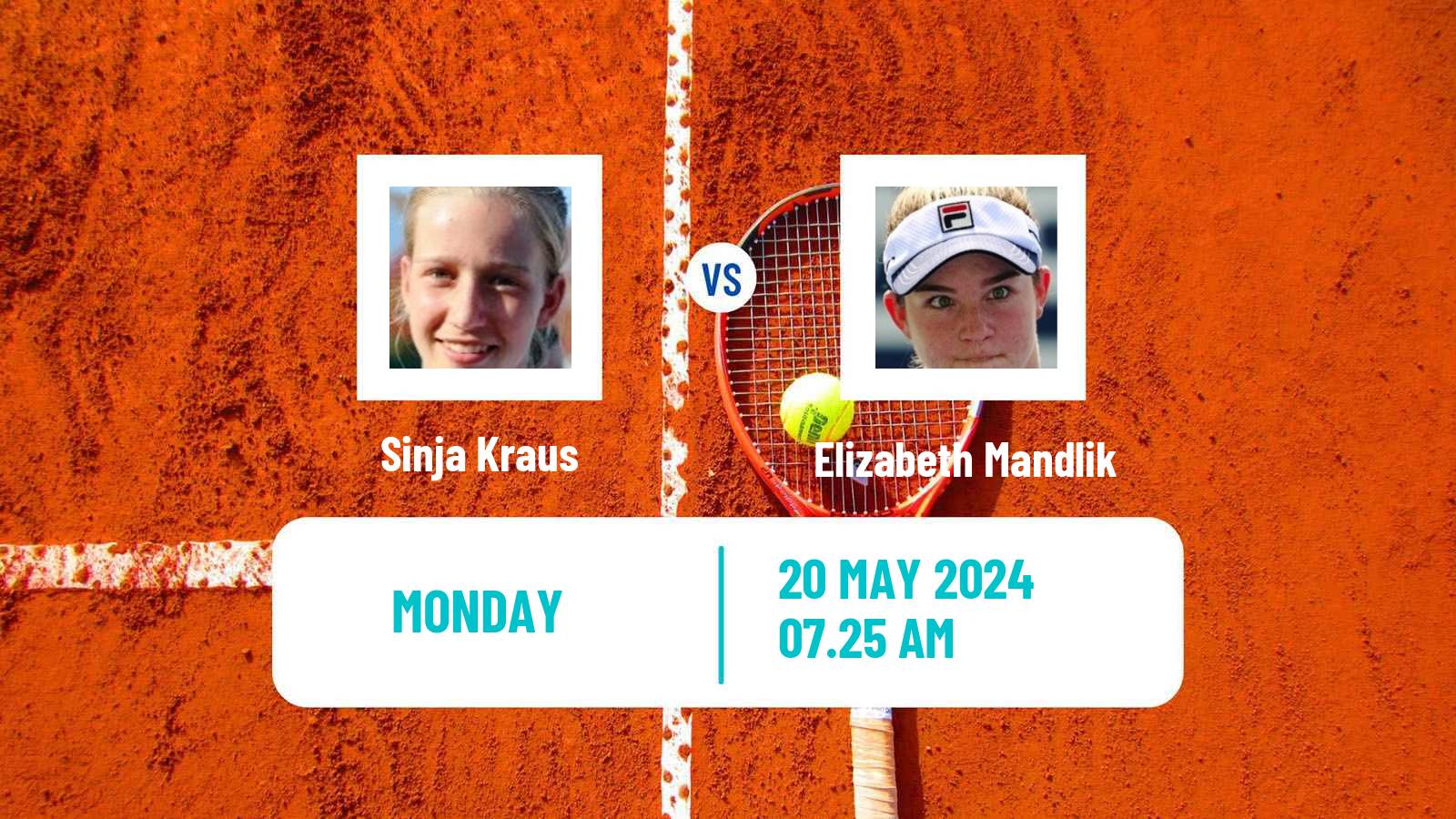 Tennis WTA Roland Garros Sinja Kraus - Elizabeth Mandlik