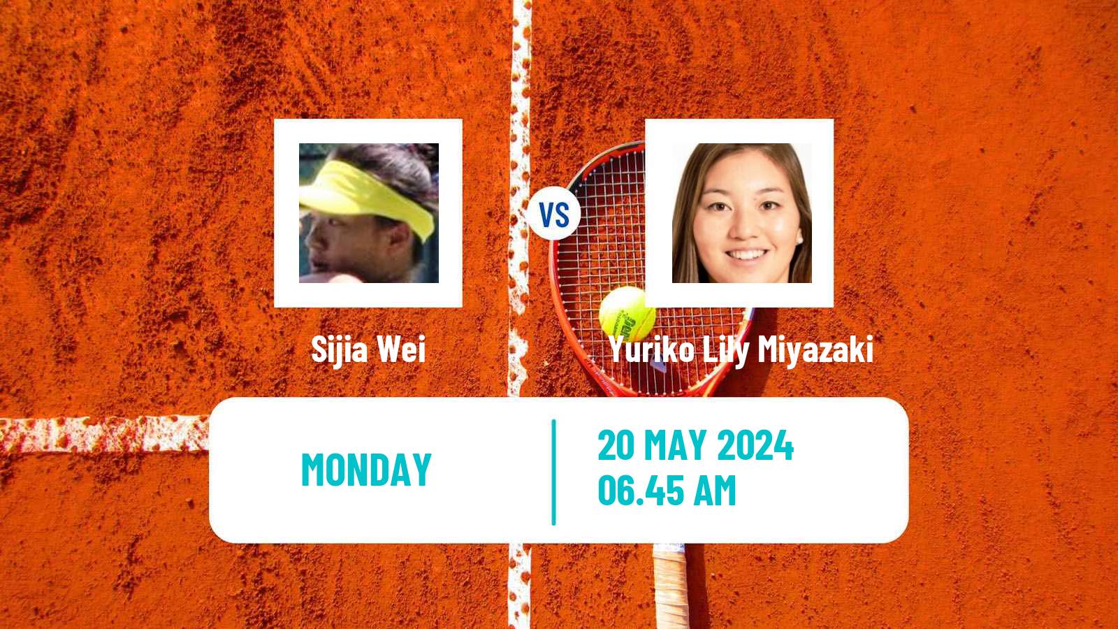 Tennis WTA Roland Garros Sijia Wei - Yuriko Lily Miyazaki