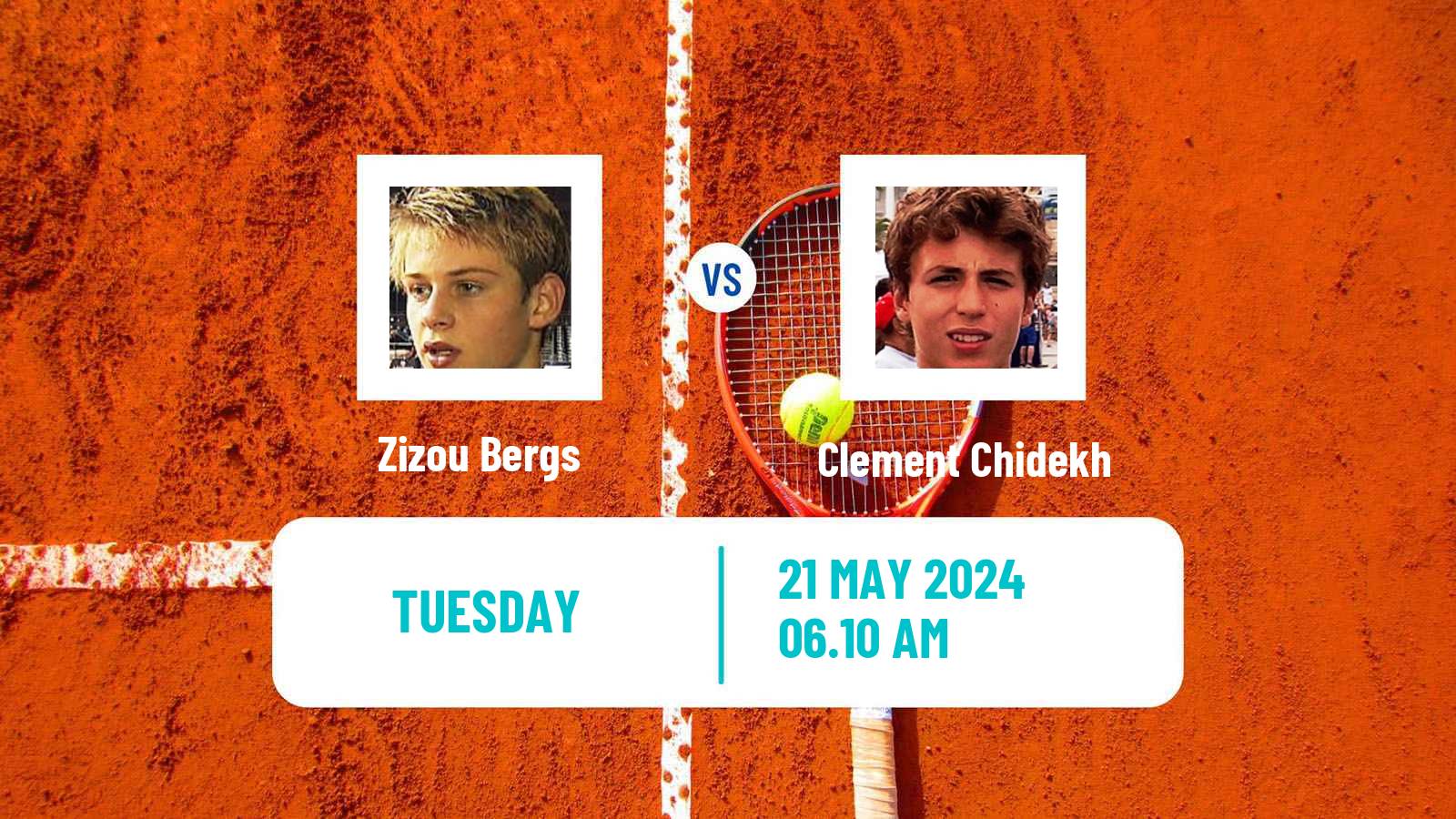 Tennis ATP Roland Garros Zizou Bergs - Clement Chidekh