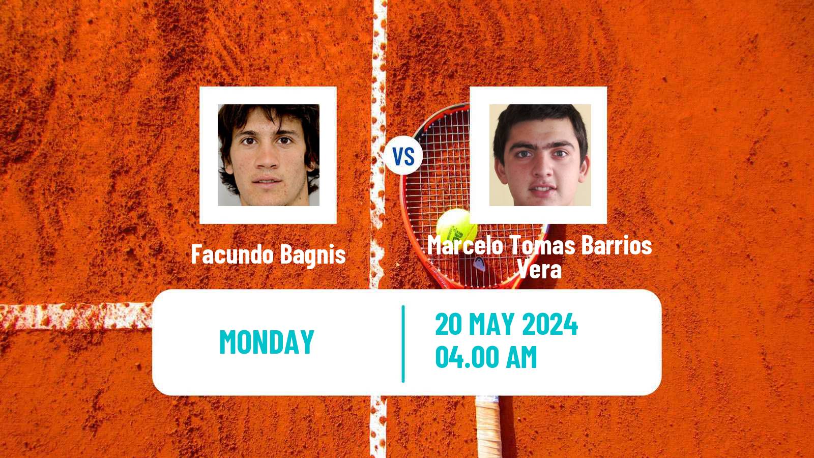 Tennis ATP Roland Garros Facundo Bagnis - Marcelo Tomas Barrios Vera