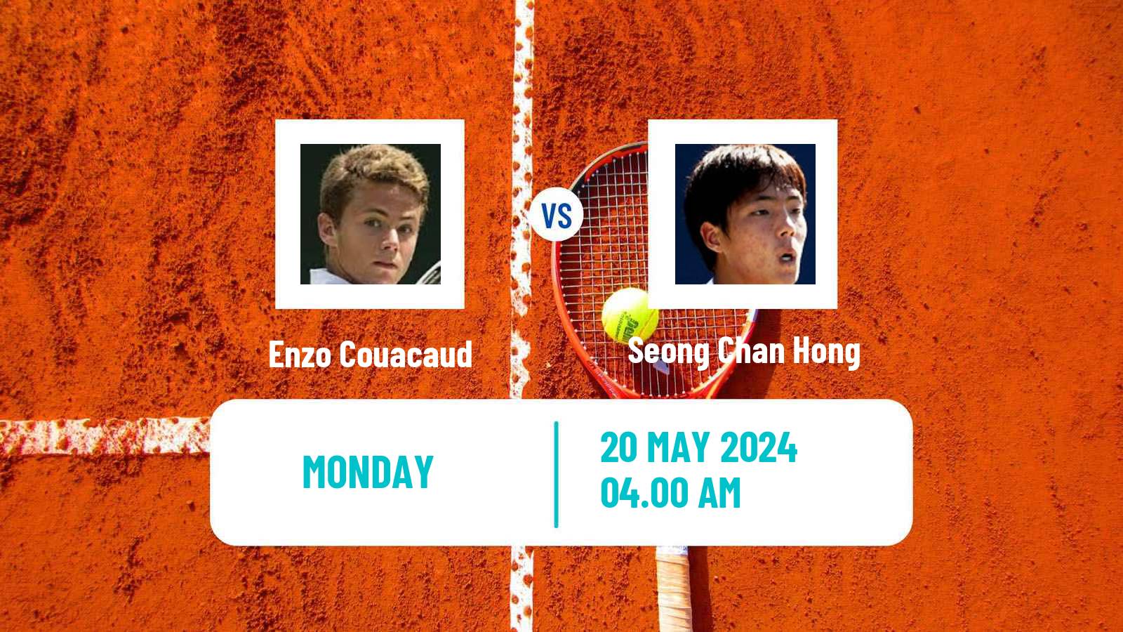 Tennis ATP Roland Garros Enzo Couacaud - Seong Chan Hong