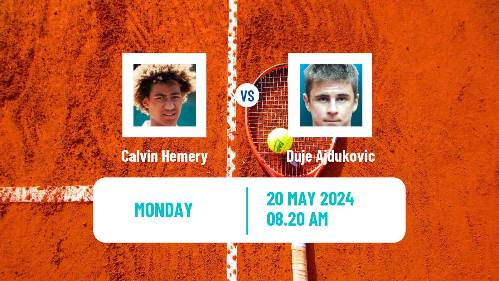 Tennis ATP Roland Garros Calvin Hemery - Duje Ajdukovic
