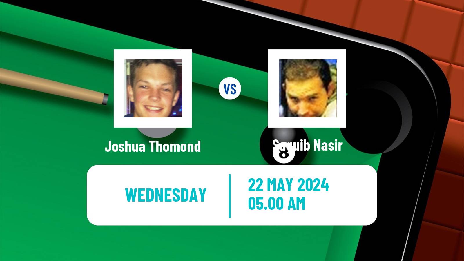 Snooker Qualifying School 1 Joshua Thomond - Saquib Nasir