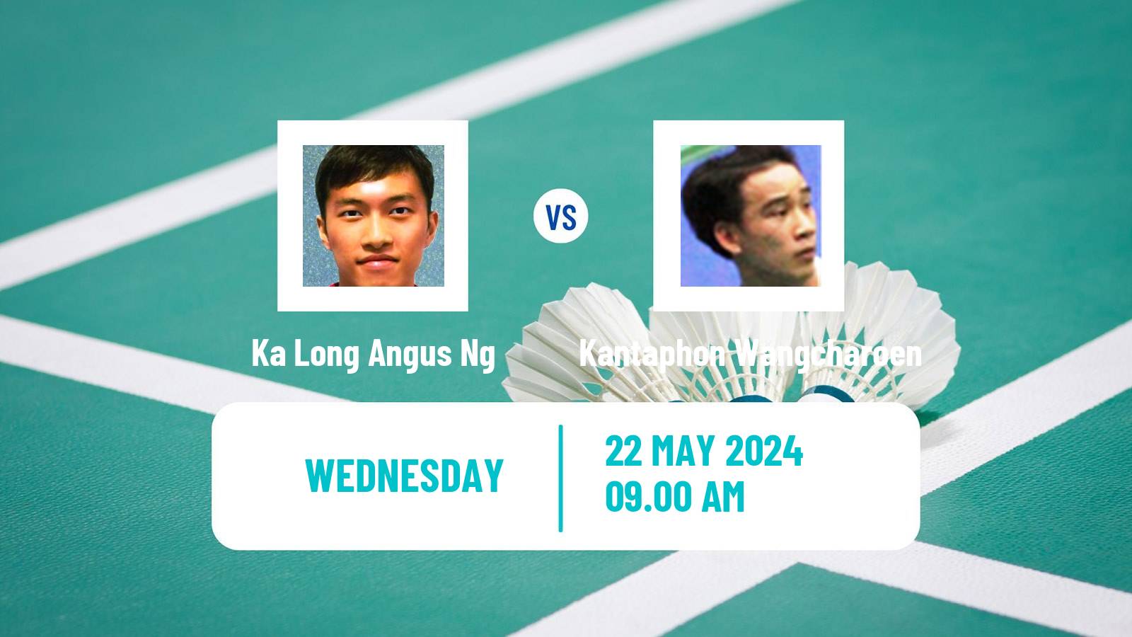 Badminton BWF World Tour Malaysia Masters Men Ka Long Angus Ng - Kantaphon Wangcharoen