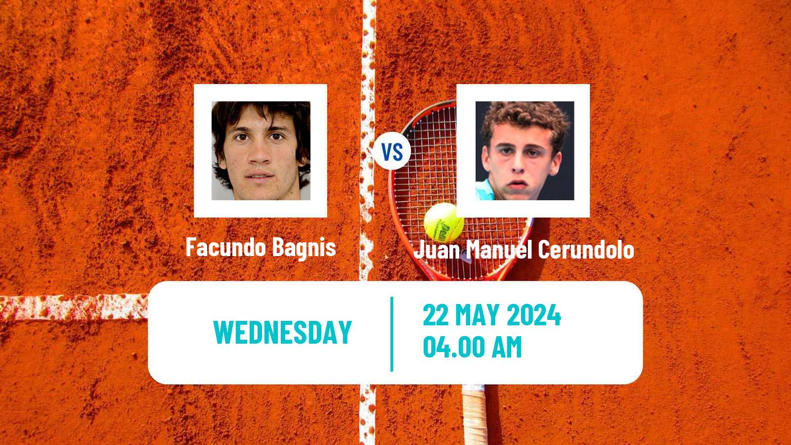Tennis ATP Roland Garros Facundo Bagnis - Juan Manuel Cerundolo
