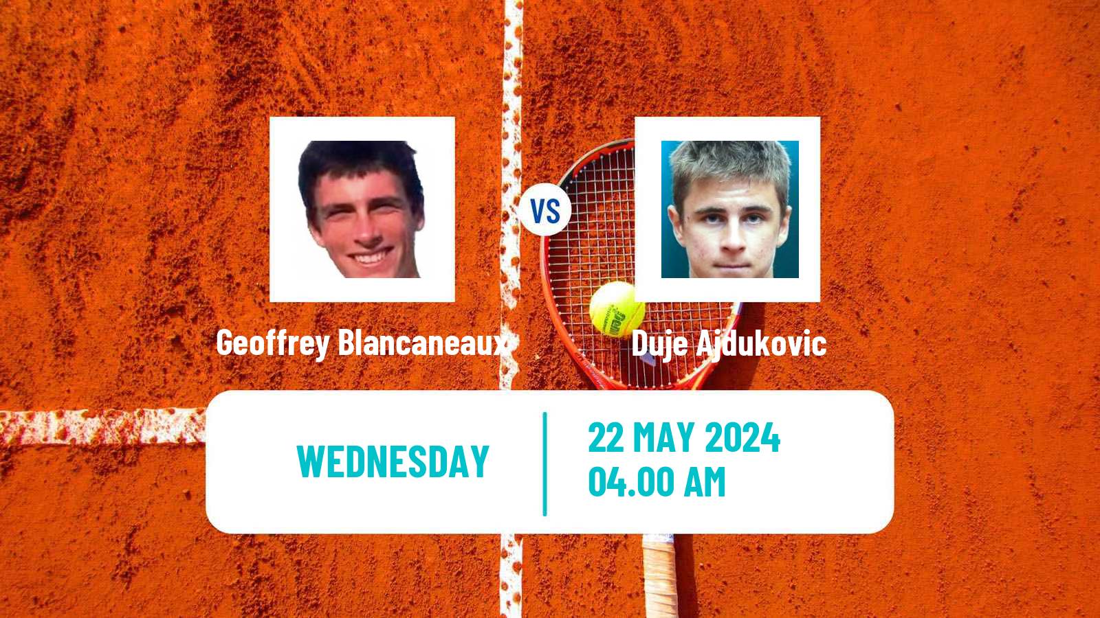 Tennis ATP Roland Garros Geoffrey Blancaneaux - Duje Ajdukovic