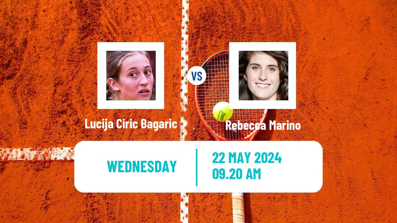 Tennis WTA Roland Garros Lucija Ciric Bagaric - Rebecca Marino