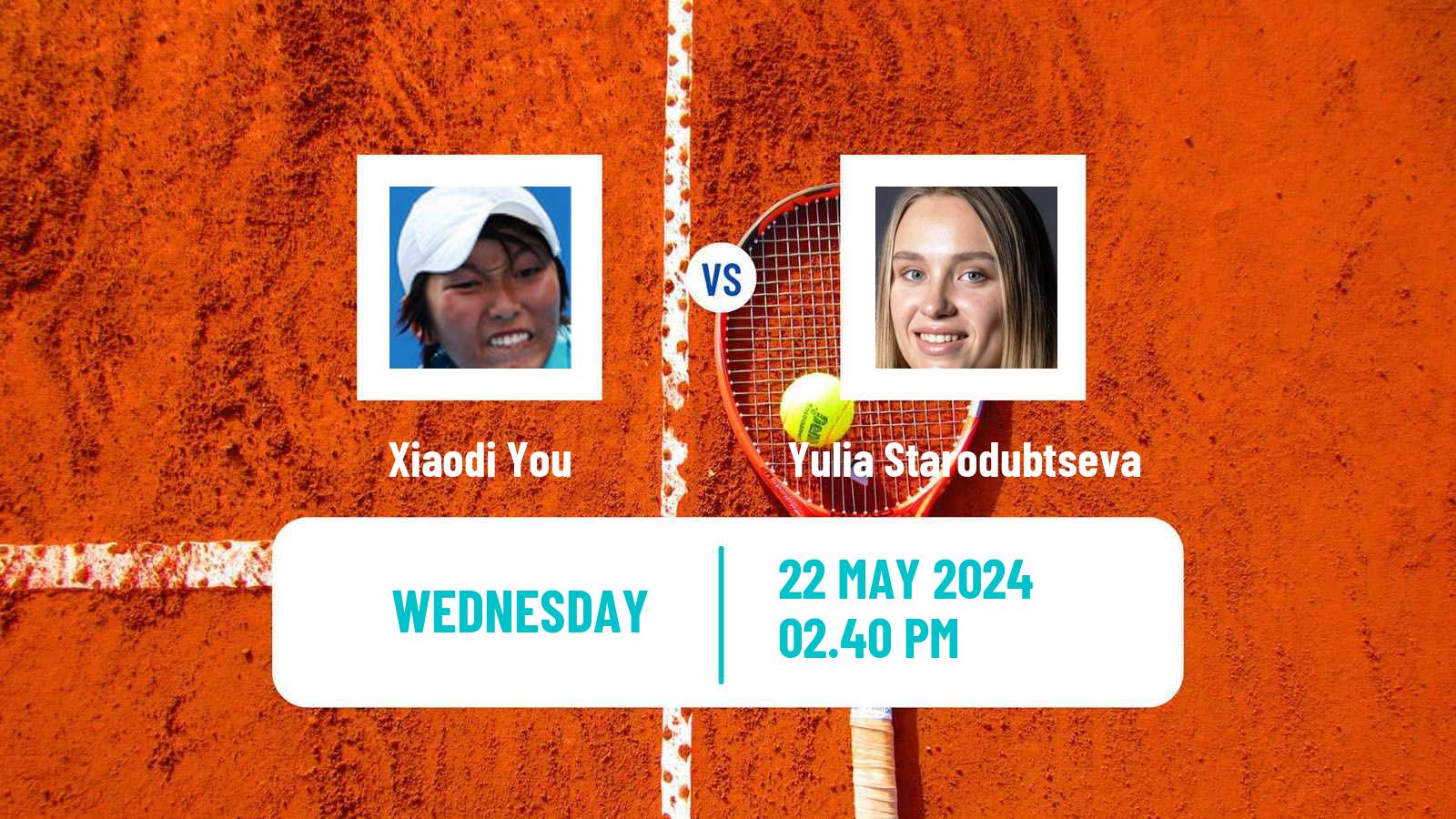 Tennis WTA Roland Garros Xiaodi You - Yulia Starodubtseva