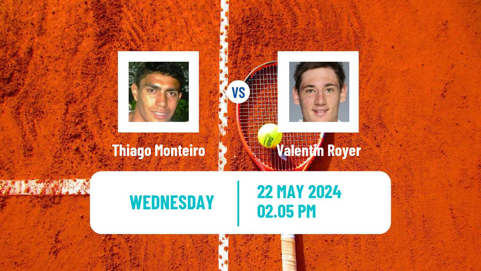 Tennis ATP Roland Garros Thiago Monteiro - Valentin Royer