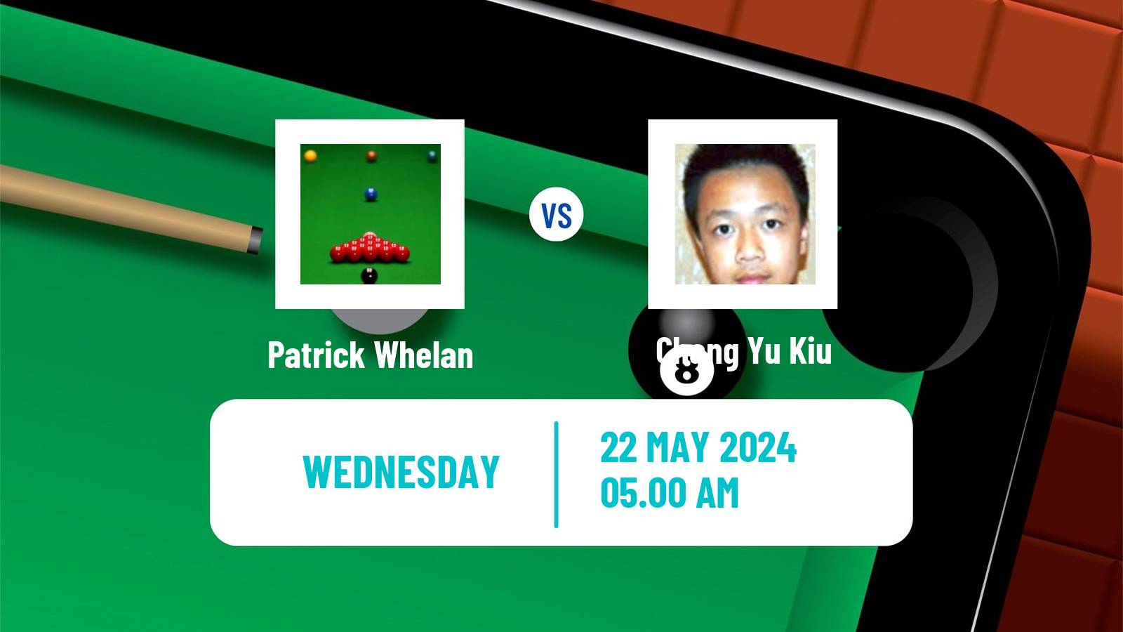 Snooker Qualifying School 1 Patrick Whelan - Chang Yu Kiu